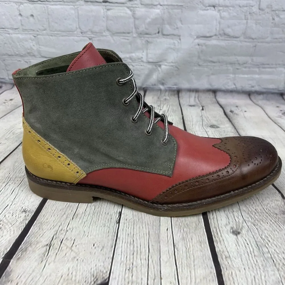 Moods of Norway Haugesund Ankle Boots Mens 11 EU 44 Color block Wingtip Leather